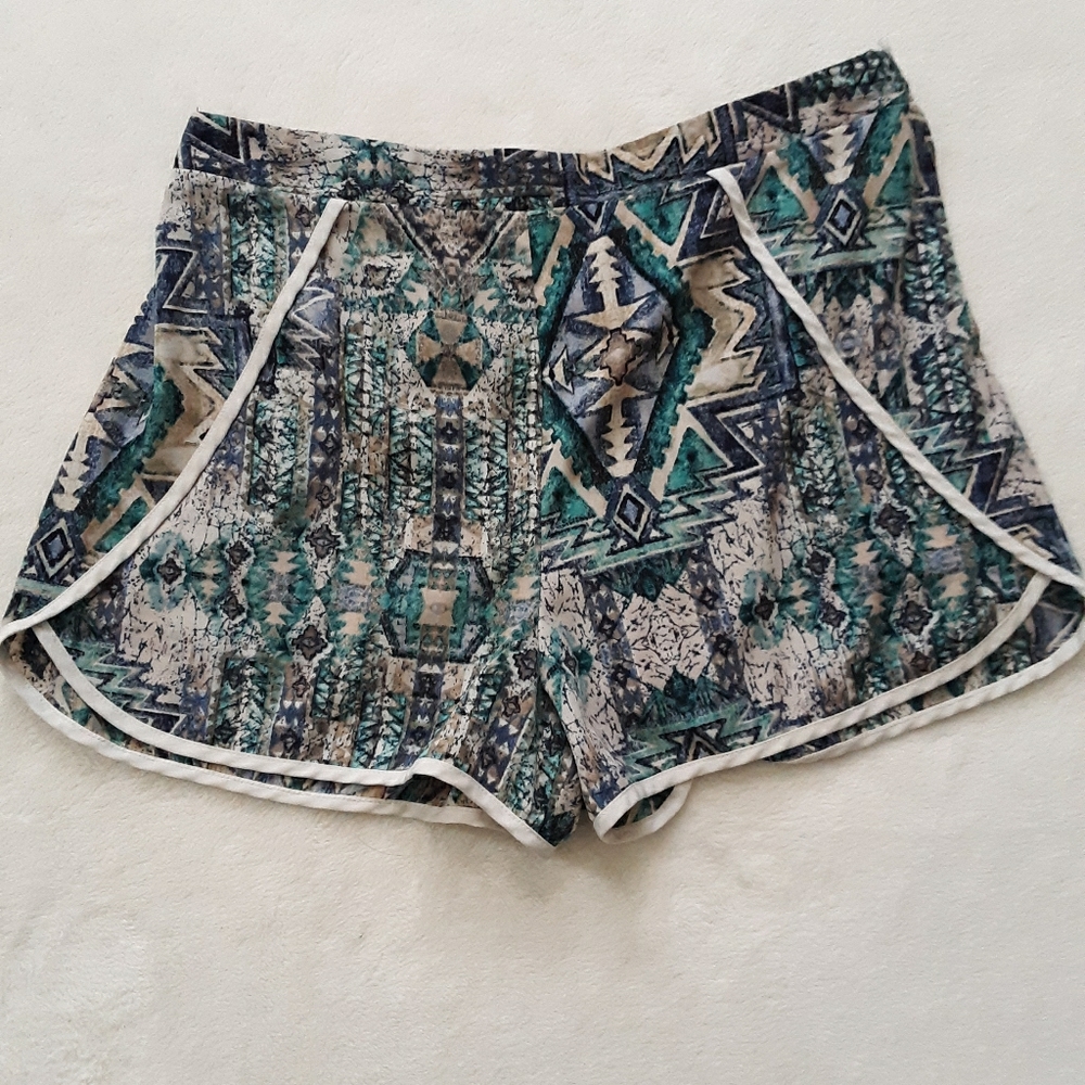 Forever 21 crazy patterned shorts w/ white trim